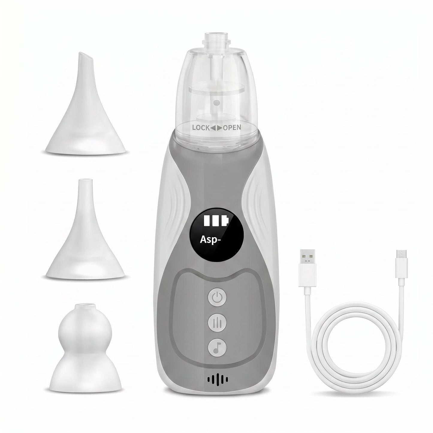 🔥50% Kedvezmény🏷️🍼 Elektromos orrszívó babáknak, 🎵 3 állítható szívóerő, 🧸 3 puha szilikon fej, 2 évig + zenével – könnyen tisztítható, USB töltés
