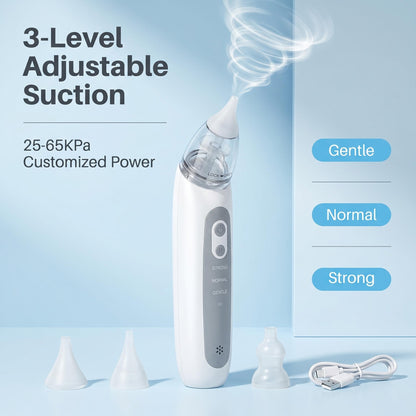 🔥50% Kedvezmény🏷️🍼 Elektromos orrszívó babáknak, 🎵 3 állítható szívóerő, 🧸 3 puha szilikon fej, 2 évig + zenével – könnyen tisztítható, USB töltés