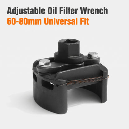“1+1 ingyen 🎁✨”  50% Kedvezmény🏷️🔧 Állítható olajszűrő-kulcs – 📏 60–80mm univerzális, ⚙️ rugós kialakítás – otthoni és szakmai autószervizhez