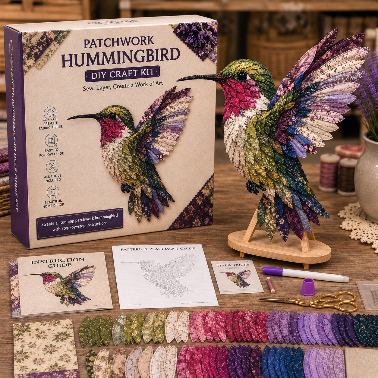 Komplet za 3D ptico patchwork tehniko | BIRDKIT
