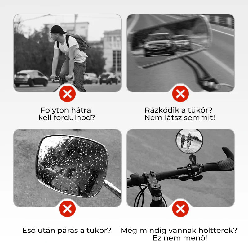 🚴 Univerzális kerékpáros visszapillantó tükör – 🔍 Biztonságos hátsó kilátás, ⚡ egyszerű felszerelés a kormányra