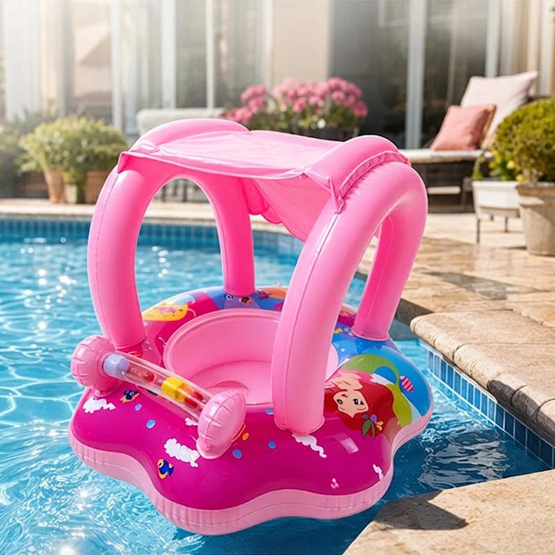 🔥50% Kedvezmény🏷️⛵💦 Mini kapitány a medencében! Gyerek jacht alakú úszómatrac – 🌞naptetővel, 🔫beépített vízipisztollyal, 🛡️biztonságos ülőke