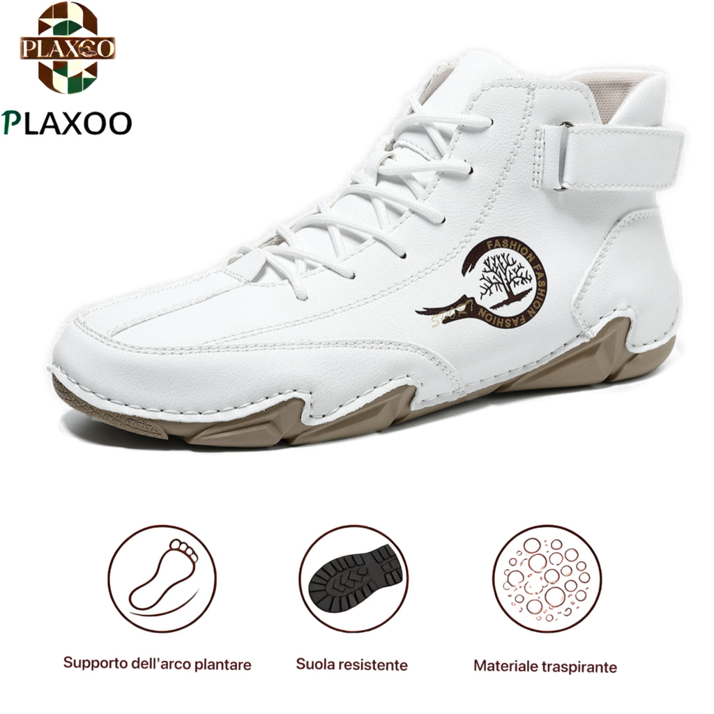 Plaxoo® | Offerta limitata: 50% di sconto!Stivali alti in pelle vera, unisex per uomini e donne!Sono scarpe ortopediche con supporto plantare ergonomico, suola antiscivolo e comodissime da indossare!
