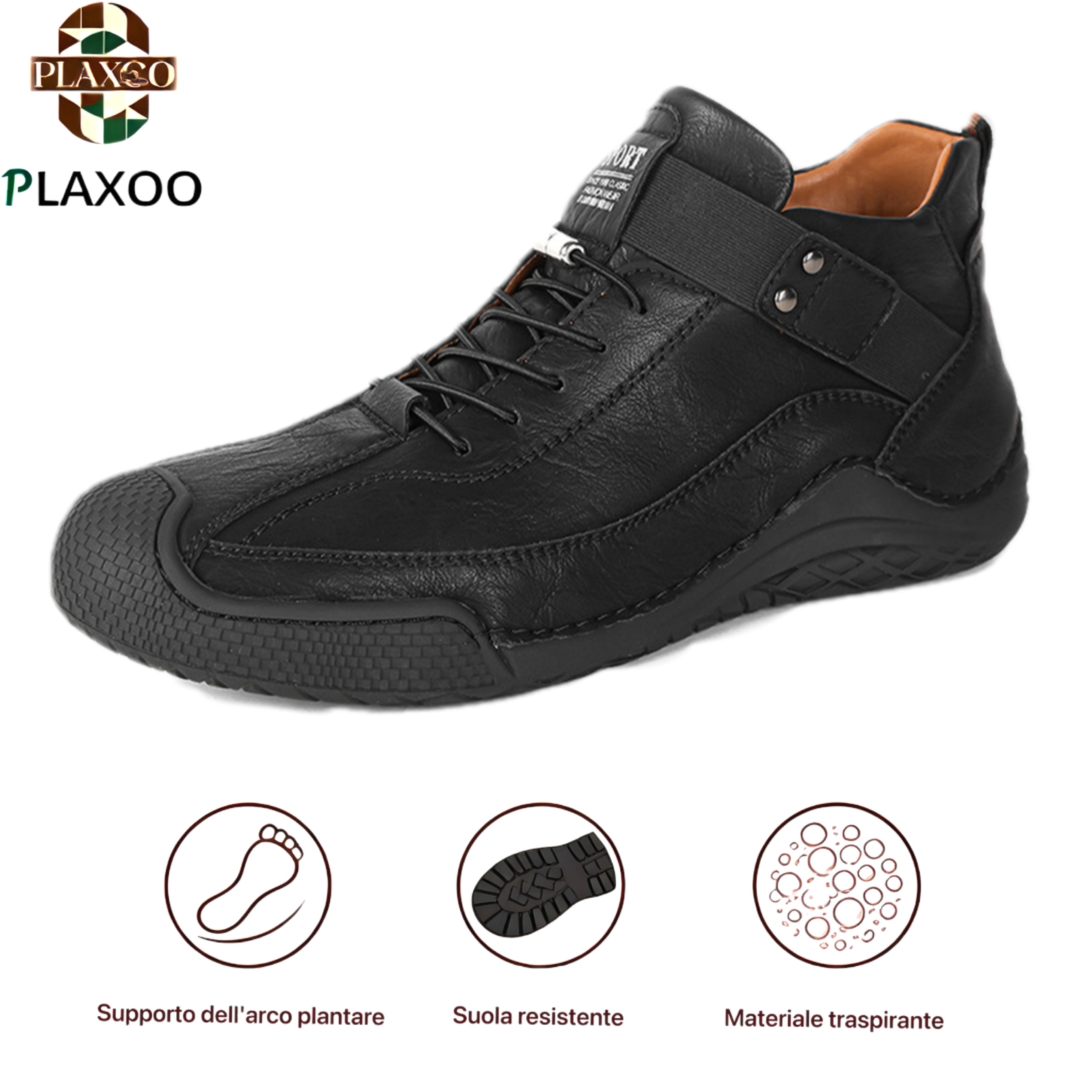 Plaxoo® | Offerta limitata: 50% di sconto!Stivali alti in pelle vera, unisex per uomini e donne!Sono scarpe ortopediche con supporto plantare ergonomico, suola antiscivolo e comodissime da indossare!