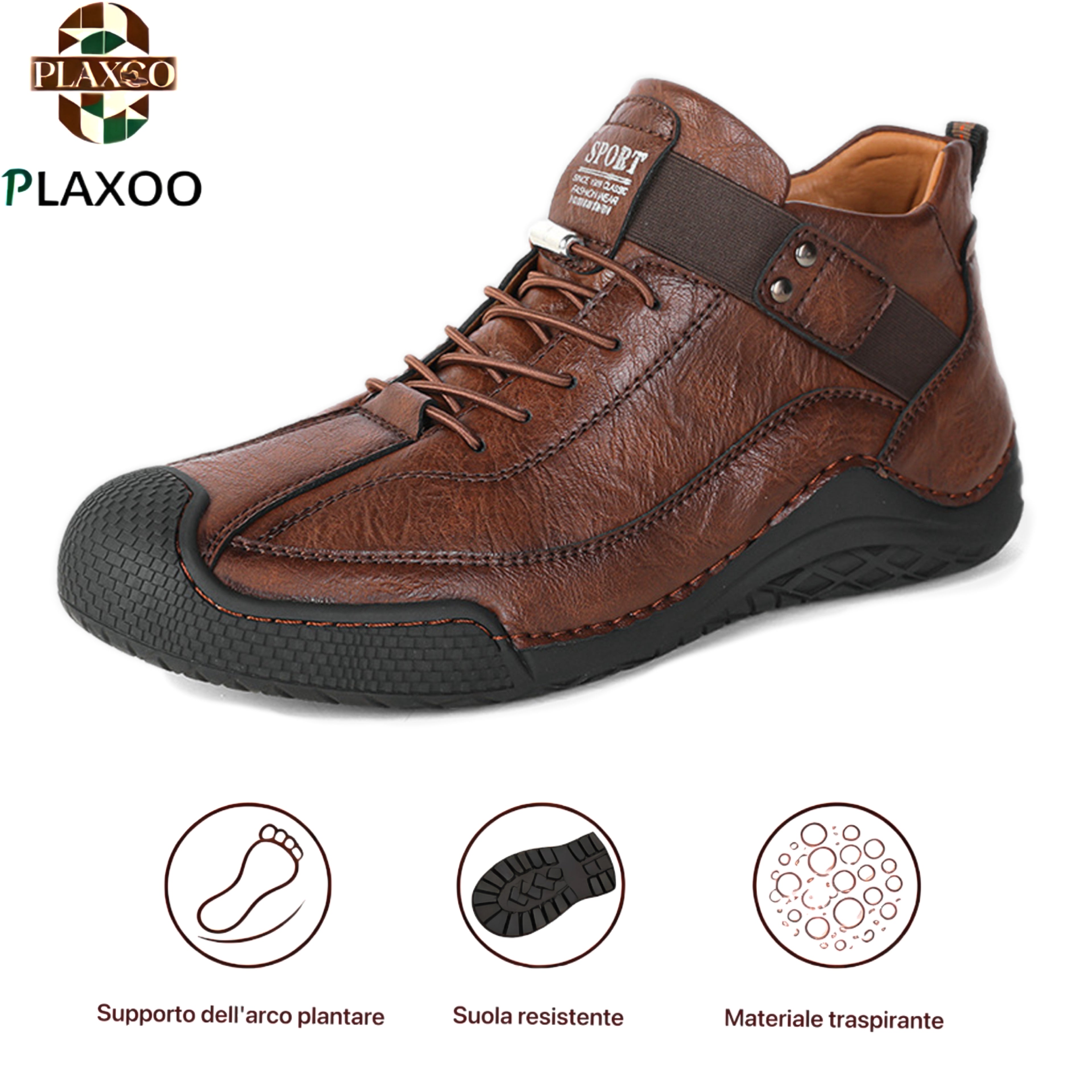 Plaxoo® | Offerta limitata: 50% di sconto!Stivali alti in pelle vera, unisex per uomini e donne!Sono scarpe ortopediche con supporto plantare ergonomico, suola antiscivolo e comodissime da indossare!